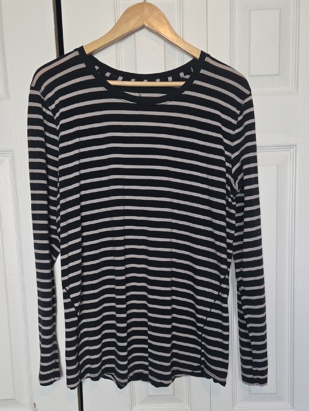 lululemon athletica Black and White Striped Long Sleeve Tee